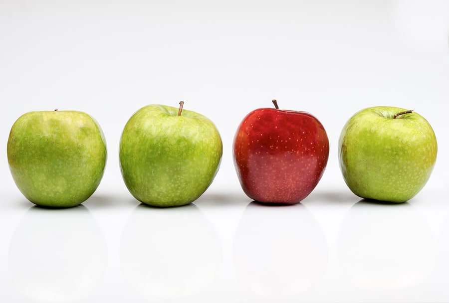 Apple compare. A picture of three Apples Comparison.